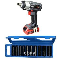 18v 1/2 Drive Cordless Battery Impact Gun & 10 Deep MM Impact Sockets