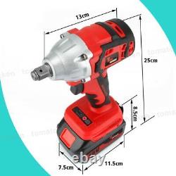 1/2 520Nm Heavy Duty Cordless Impact Wrench Driver Rattle Nut Gun+2 Battery/