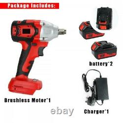 1/2 520Nm Heavy Duty Cordless Impact Wrench Driver Rattle Nut Gun With 2 Battery