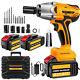 1/2 Cordless Electric Impact Wrench Drill Gun Ratchet Driver 800nm Battery Set
