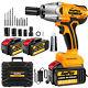 1/2'' Cordless Electric Impact Wrench Gun With Li-ion Battery High Power Driver