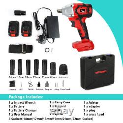 1/2 Cordless Impact Wrench Brushless Drive Nut Gun 520Nm & Battery/Sockets/Drill
