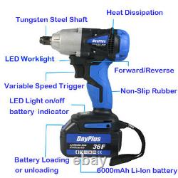 1/2 Drive Cordless Impact Wrench Ratchet Rattle Nut Gun with 2 Li-ion Batteries