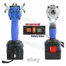 1/2'' Electric Impact Wrench Cordless Brushless Gun 2 Batteries Driver Tool LED