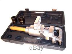 1 Inch Drive Air Impact Wrench Tool Gun 1in dr Long Shank 2 Sockets 1900 lb HD
