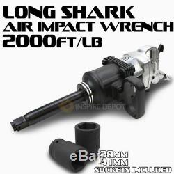 2000 Ft lbs 1 Air Impact Wrench Gun Long Shank Commercial Truck w /2 Sockets