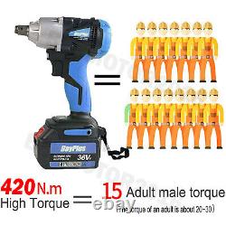 21V Torque Impact Wrench Cordless Brushless Nut Gun Replacement 420NM + Battery