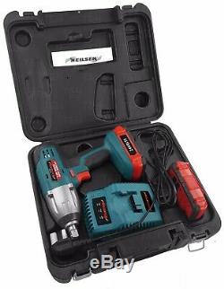 24v Li-Ion Cordless Impact Wrench Gun 1/2 Drive With 2 Twin Lithium Batteries