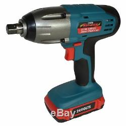 24v Li-Ion Cordless Impact Wrench Gun 1/2'' Drive With 2 Twin Lithium Battery