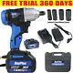 2 Battery Impact Wrench Driver Cordless Electric 1/2 Drive Rattle Gun Led Light