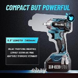 3/8 330Ft-lbs Power Impact Wrench Cordless Impact Gun 4.0Ah Battery& 4 Sockets