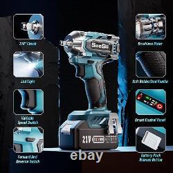 3/8 330Ft-lbs Power Impact Wrench Cordless Impact Gun 4.0Ah Battery& 4 Sockets