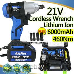 420Nm Electric Cordless Impact Wrench Gun Driver Tool 6.0A Battery + Case +LED