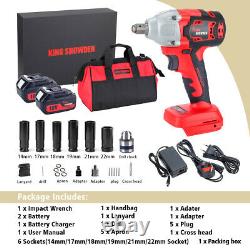 520Nm Electric Impact Wrench 1/2Brushless Drive Cordless Drill Combo Set Nut Gun