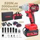 520nm Torque Cordless Electric Impact Wrench 1/2 Brushless Driver Rattle Nut Gun
