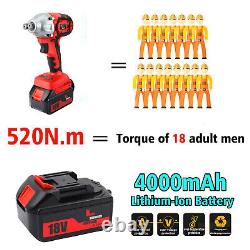 520Nm Torque Electric Wrench Brushless Rattle Nut Gun Cordless Impact Driver Set