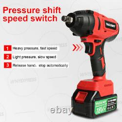 650Nm 1/2 Cordless Brushless Impact Wrench Gun Driver 18V With 2 Battery, Charger