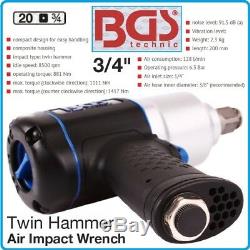 BGS Germany Twin Hammer 3/4Drive 1/4 Air Impact Driver Wrench Rattle Top Gun