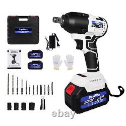 Battery 21V Cordless Impact Wrench Driver Ratchet Rattle Nut Gun with LED light