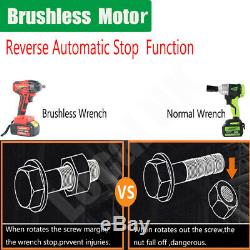 Brushless Cordless Impact Wrench 1/2 Square Driver Gun TWO BatterIies 460Nm 21V