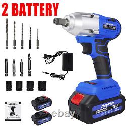 Brushless Cordless Impact Wrench Gun Electric Lug Nuts Driver/Drill Bits Battery