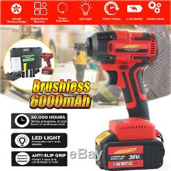 Brushless Impact 460Nm Wrench Wheel Repair Ratchet Driver Gun Fast Charge + Case