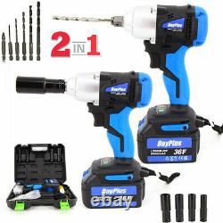 Cordless Electric Impact Wrench Gun 1/2'' Driver Drill with 6Ah Battery 420 Nm 21V