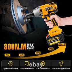 Cordless Electric Impact Wrench Gun 1/2'' High Power Driver with Li-ion Battery