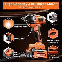 Cordless Impact Wrench 1/2 21V 4.0Ah 380Nm Power Impact Gun with 2pcs Battery