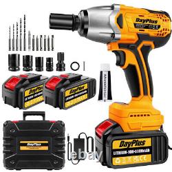 Cordless Impact Wrench 1/2 Drive Brushless Ratchet Nut Driver Drill Gun Battery