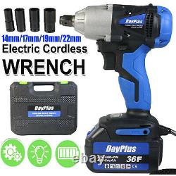 Cordless Impact Wrench 1/2 Drive Ratchet Nut Gun LED Worklight Li-ion Battery
