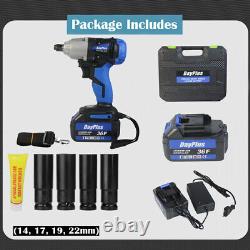 Cordless Impact Wrench 1/2 Impact Driver Ratchet Rattle Nut Gun 6.0A Battery