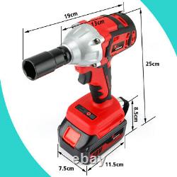 Cordless Impact Wrench 1/2 Impact Driver Ratchet Rattle Nut Gun With 2 Batteries