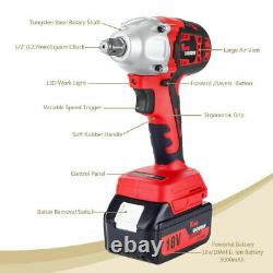 Cordless Impact Wrench 1/2in Brushless Drive Ratchet Nut Gun with Li-ion Battery