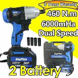 Cordless Impact Wrench 2300RPM + Batteries Driver 420Nm Electric Rattle Nut Gun