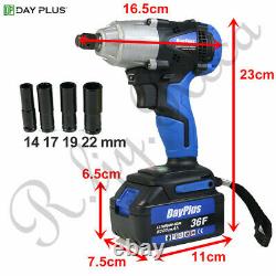 Cordless Impact Wrench & 2 Batteries Driver 460Nm Electric Rattle Nut Gun 1/2