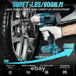 Cordless Impact Wrench, 800N. M, 1/2 Inch, 2PCS 4.0Ah Battery, 3300RPM Impact Gun