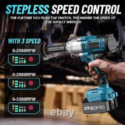 Cordless Impact Wrench, 800N. M, 1/2 Inch, 2PCS 4.0Ah Battery, 3300RPM Impact Gun