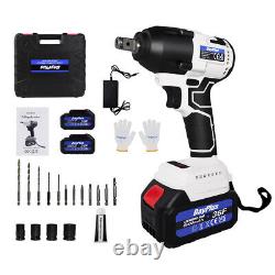 Cordless Impact Wrench Drill Gun 1/2 Ratchet Drive 4 Socket + Battery & Charger