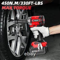 Cordless Impact Wrench Gun 3/8 Brushless Max Torque 330Ft-lbs(450N. M) with24.0Ah