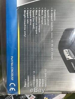 Draper 82983 20V 1/2 Drive Cordless Impact Wrench Gun 2 Batteries & Charger