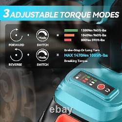 Electric 1/2in 1300Nm Torque Cordless Impact Wrench 25.0Ah Battery Impact Gun