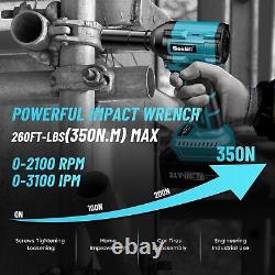 Electric 350Nm Impact Wrench 1/2inch Cordless Brushless Impact Gun for Car Home