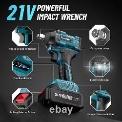 Electric 350Nm Impact Wrench 1/2inch Cordless Brushless Impact Gun for Car Home