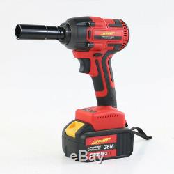 Electric Cordless Brushless Impact Wrench Gun 2X Lithium Battery 1/2'' Drive 21V