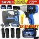 Electric Cordless Impact Wrench 1/2 Inch Drive Ratchet Gun 4 Sockets & 2 Battery
