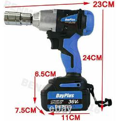 Electric Cordless Impact Wrench 1/2 inch Drive Ratchet Gun 4 Sockets & 2 Battery