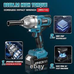 Electric Cordless Impact Wrench 580Ft-lbs(800N. M) 1/2inch Impact Gun kit deliver