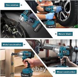 Electric Cordless Impact Wrench 580Ft-lbs(800N. M) 1/2inch Impact Gun kit deliver