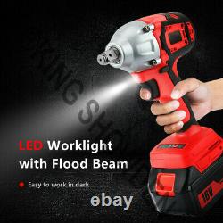Electric Impact Wrench 1/2 Brushless Driver Cordless Rattle Gun Combi 2 Battery